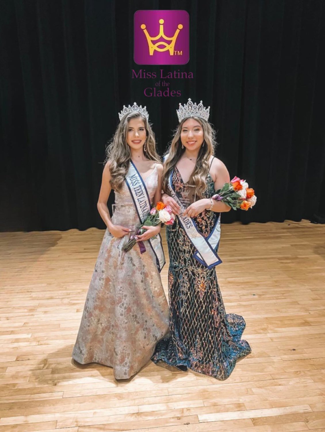 CLEWISTON -- 2022 Miss  Miss Latina of The Glades Jayla Vallejo (right) and Miss Teen Latina of the Glades Maria Martell (left)  were crowned Nov. 6 in the Clewiston High School Auditorium. [Photo courtesy Miss Latina of the Glades Pageant]